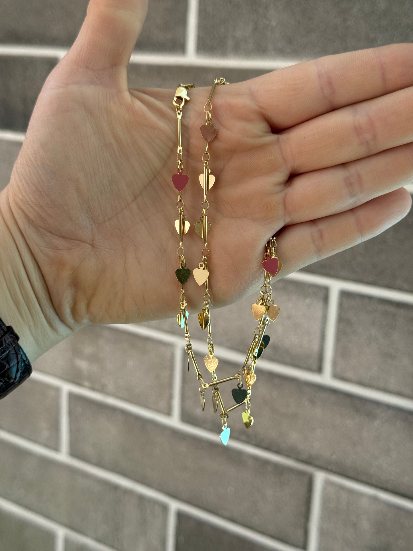 Colgante de corazones laminado en oro 18k💛