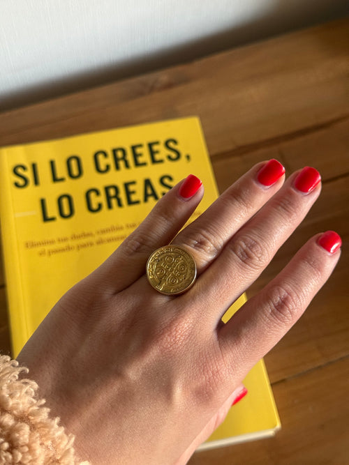 Anillo san Benito baño en oro 18k