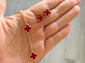 Conjunto Vancleff rojo baño en oro 18k