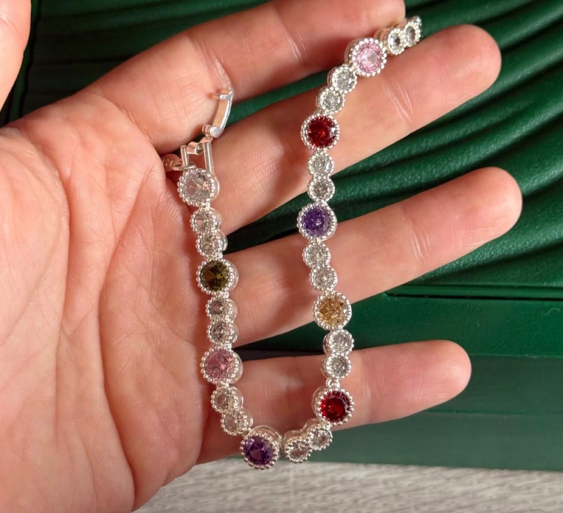 ✨ Pulsera de Plata 925 con Circones Multicolor ✨