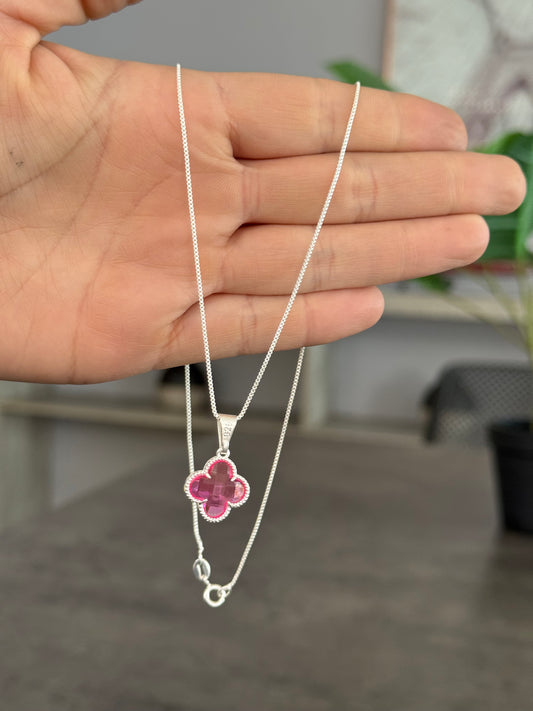 Colgante Vancleff rosado plata ley 925 ☘️