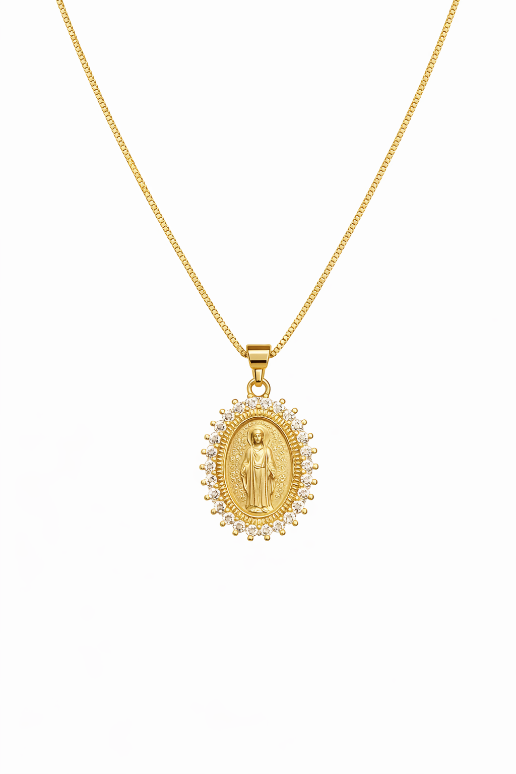 Virgen con microcircones baño en oro 18k